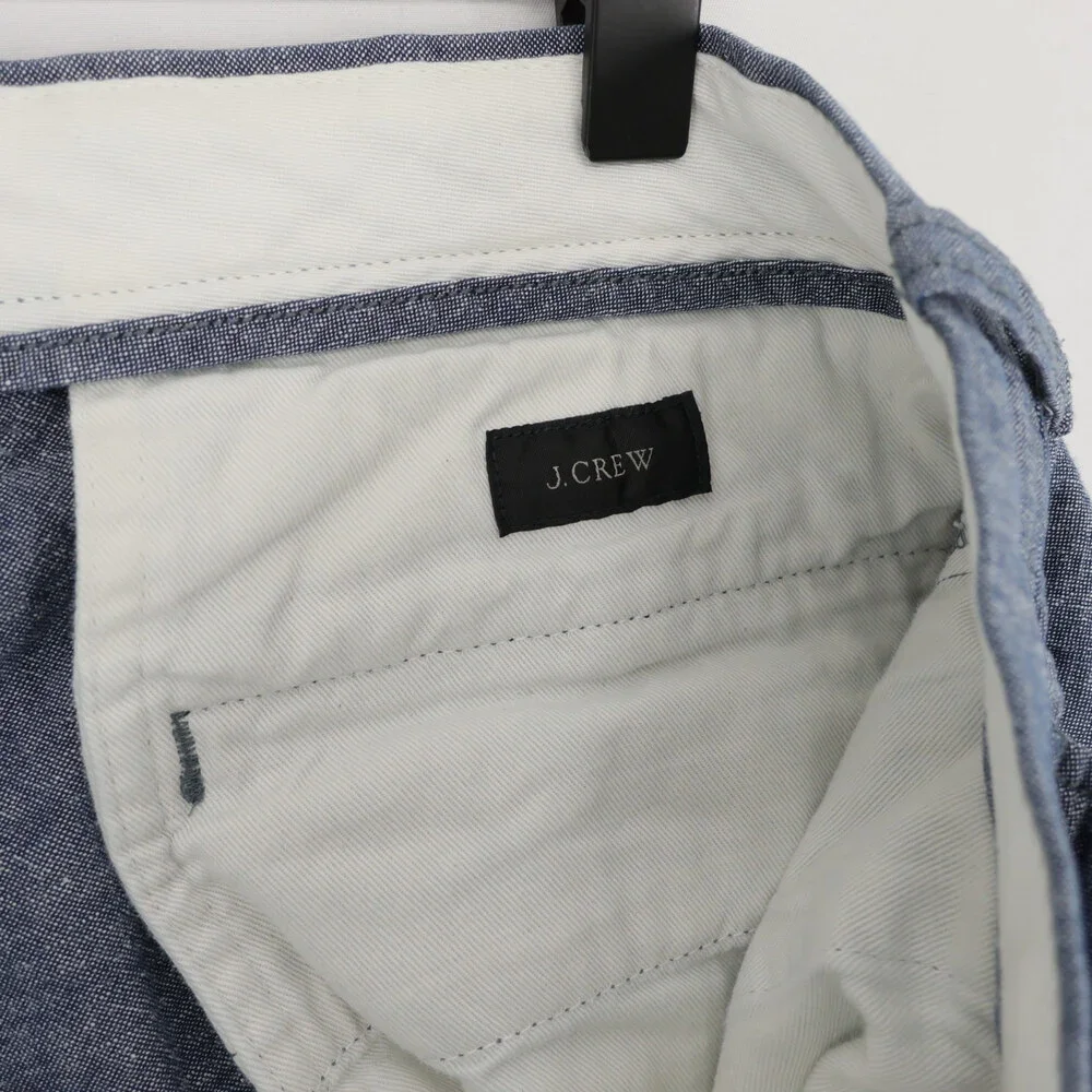 J Crew 770 Pants Mens 33x32 Blue Chambray Cotton Linen Blend Urban Slim
